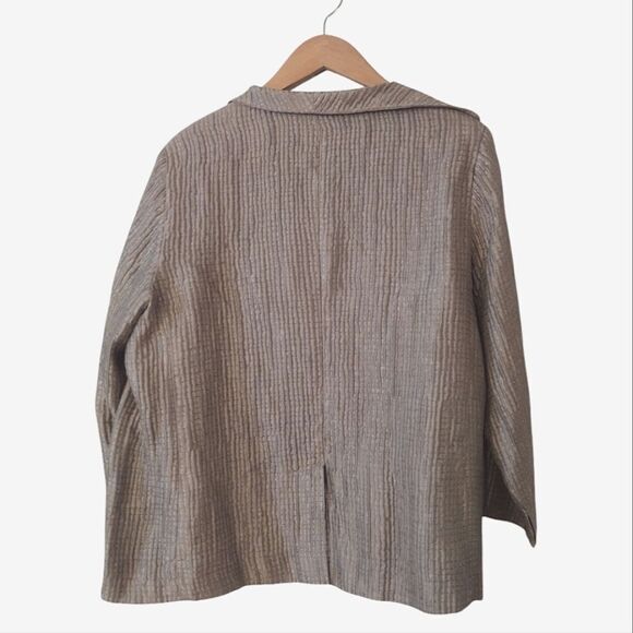 Eileen Fisher Women's Size Medium Silver Silk Blend Open Front Cardigan Jacket - Picture 2 of 12